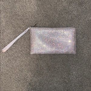 Silver Rhinestone Wristlet Purse